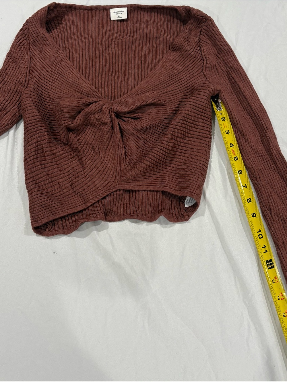 Abercrombie & Fitch Ribbed Twist Front Long Sleeve Top - Brown - Picture 5 of 6